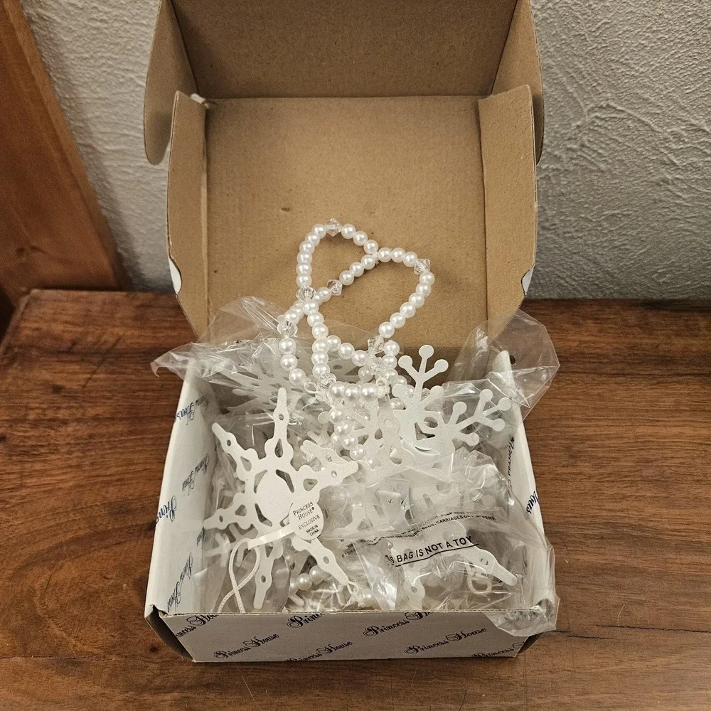Princess House 1 String Of Snowflakes New In‎ Original Box 2264 White Glitter